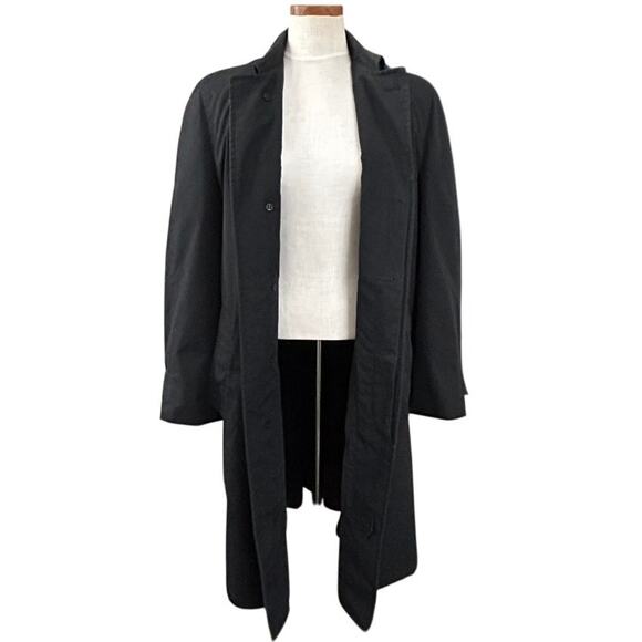 Vintage Gleneagles Black Trench Coat 38L Zip-Out Faux Fur Liner Weatherproof - Picture 1 of 16